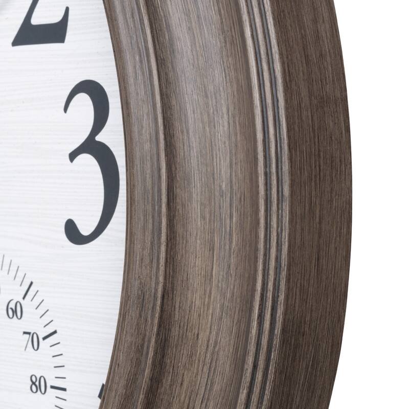 La Crosse 433-3267TH 26.2" Outdoor Gray Oak Quartz Temp/Humidity Clock