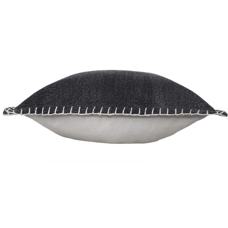 HomeRoots 20" X 20" Jet Black 100% Cotton Zippered Pillow