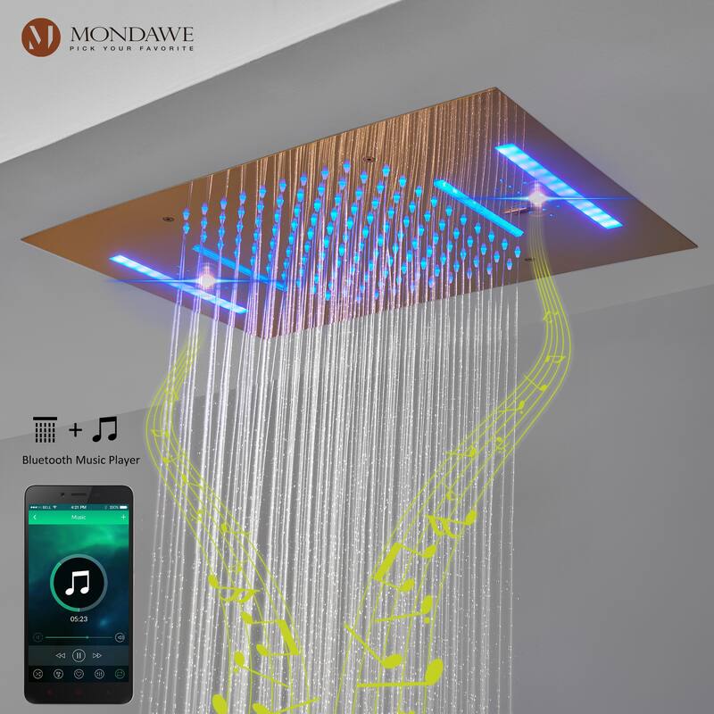 64 Colors LED Light and Music Ceiling Mounted Thermostatic Shower System