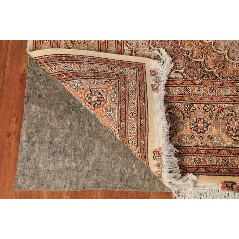 Vegetable Dye Tabriz Persian Handmade Wool & Highlighted Silk Carpet - 6'9" x 10'4"