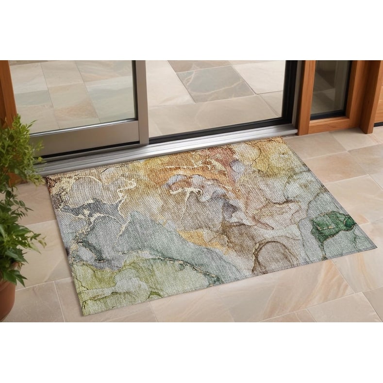 Galu Artistic Abstract Weather Resistant Modern Chic Outdoor Rug - 2' x 3' - Multi