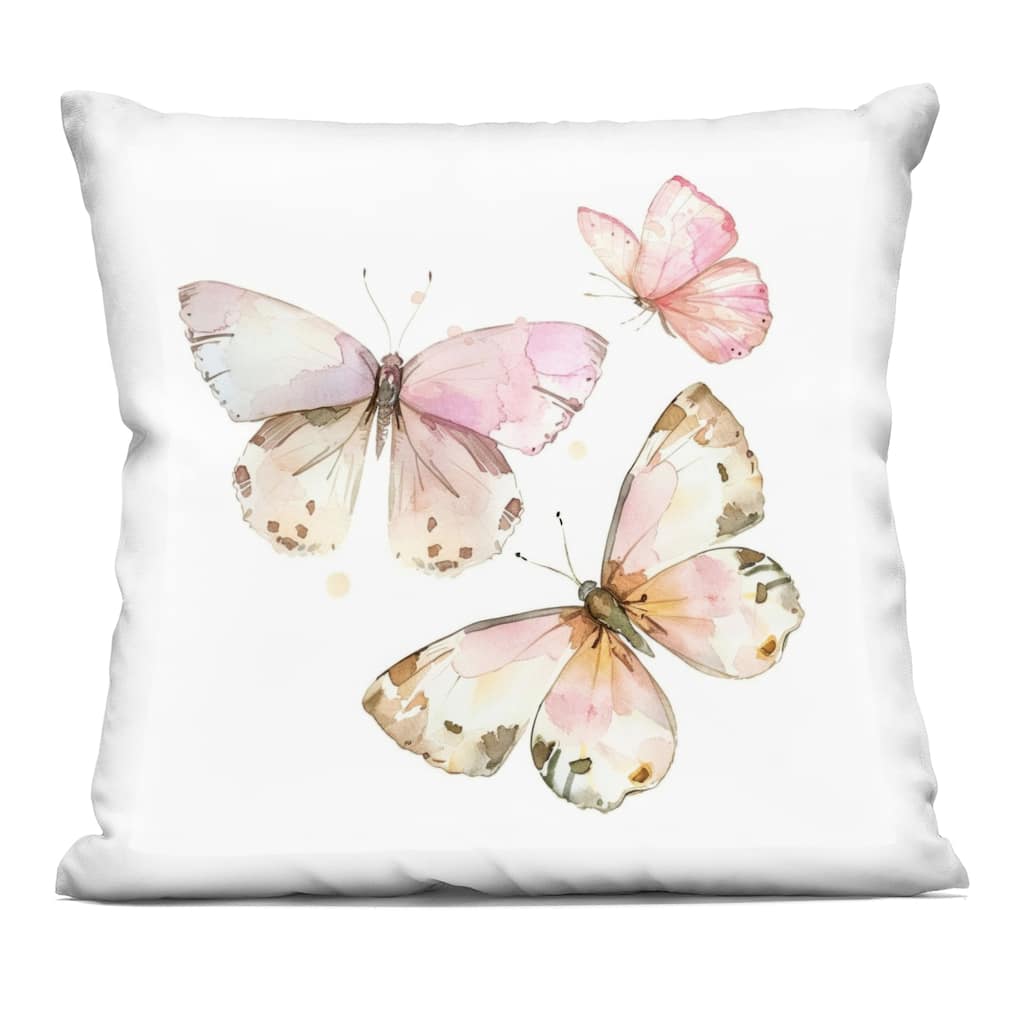 Stupell Soft Watercolor Butterfly Trio Decorative Printed Throw Pillow Design by LSR Creative Studio