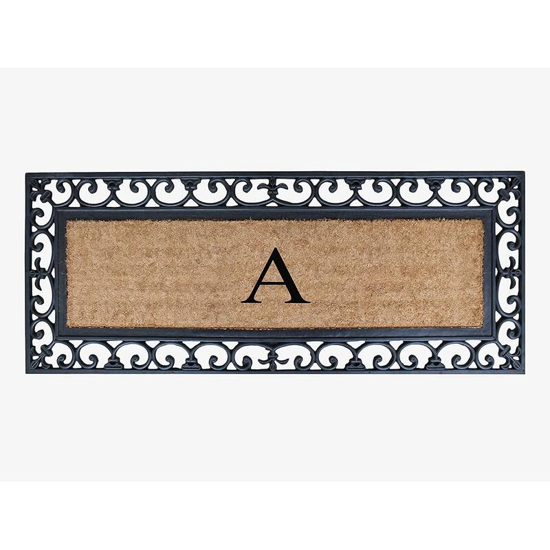 Non Slip Coir Low Profile Myla Monogrammed Entry Doormat, 17.7"x47.25" - Monogrammed A