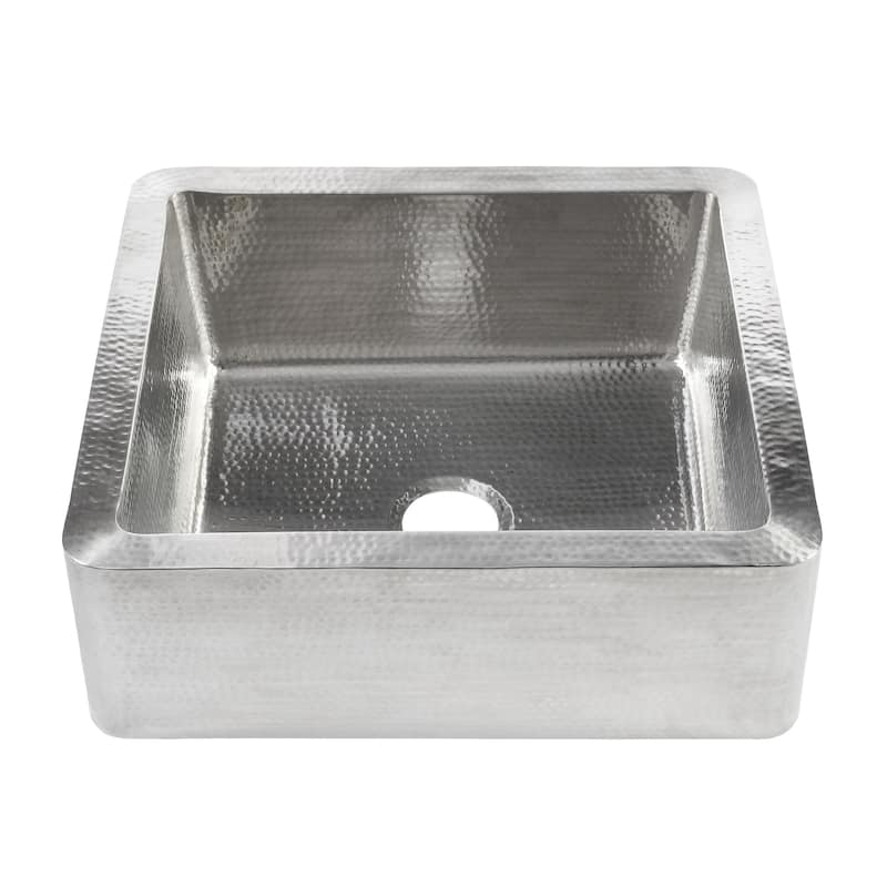 Lange Stainless Steel 25" Single Bowl Farmhouse Apron Front Undermount Kitchen Sink, Brushed - 25" x 22" x 8"