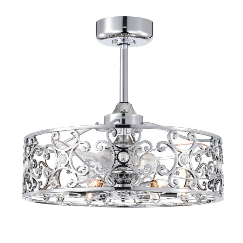 Zuzen 23 Inch Chrome Polish Crystal Fandelier with Remote