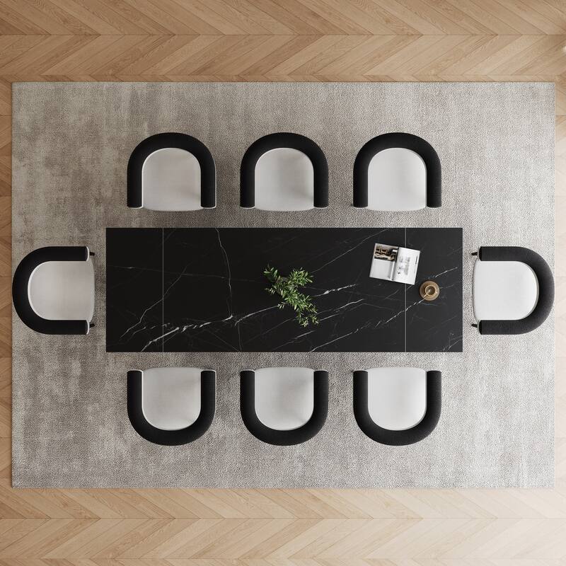 94.48" Modern Extendable Rectangular Sintered Stone Dining Table For 8 person