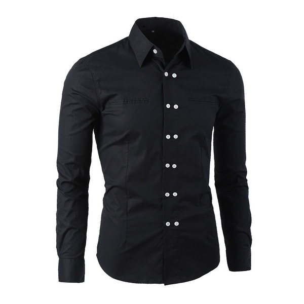 mens slim black dress shirt