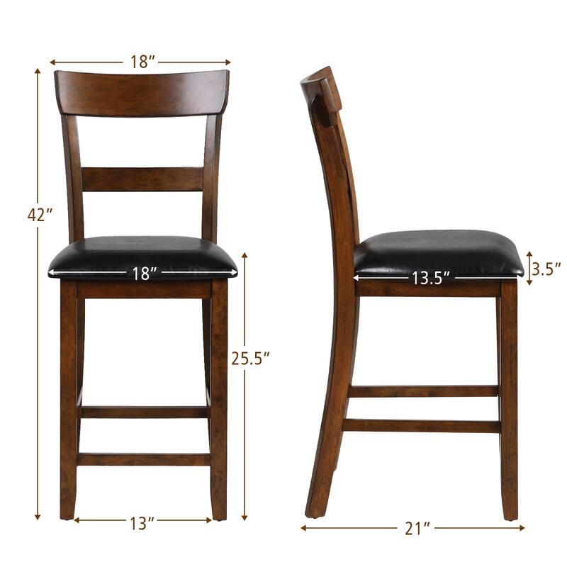 Gymax Set of 2 Barstools Counter Height Chairs w/Leather Seat & Rubber - See Details