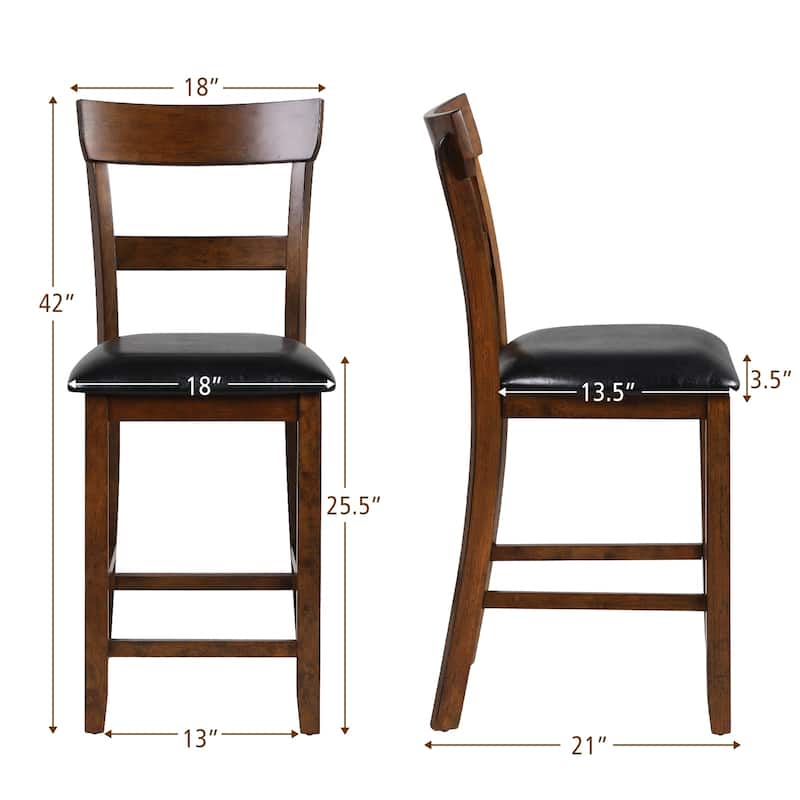 Gymax Set of 4 Barstools Counter Height Chairs w/Leather Seat & Rubber - See Details