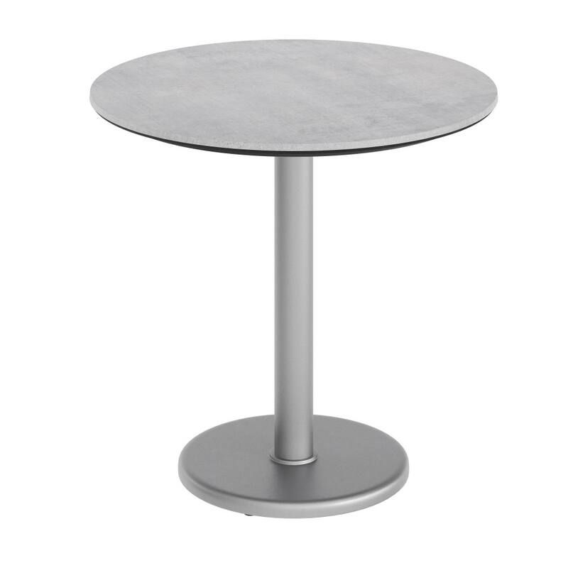 Commercial All-Weather HPL Tabletop with Round Base - Gray Faux Concrete/Silver Base - 31.25"W x 31.25"D x 29.5"H