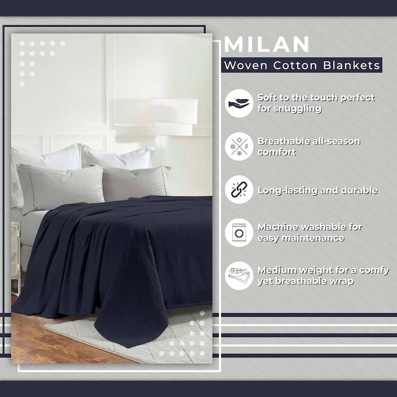 Superior Milan Cotton Textured Striped Lightweight Woven Blanket