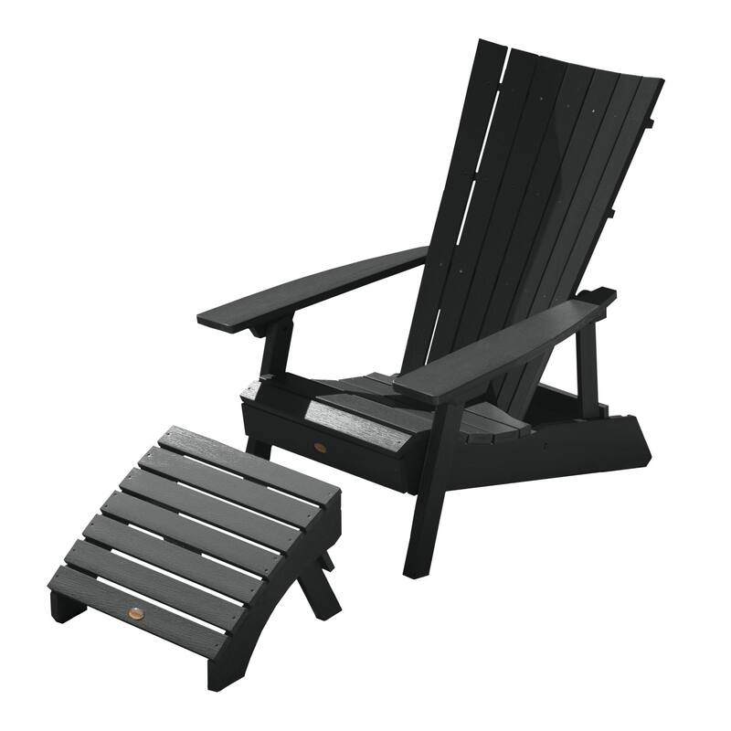 HIGHWOOD Modern Outdoor Chair and Ottoman Set - Black