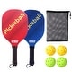 preview thumbnail 1 of 4, GSE™ Pickleball Paddles Set with 2 Wooden Pickleball Rackets, 2 Indoor & 2 Outdoor Pickleball Balls, Mesh Carrying Bag Blue/Red
