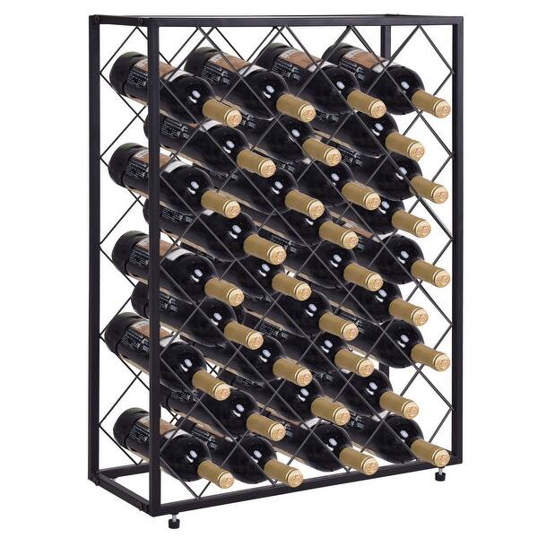 Shop Gymax 32 Bottle Wine Rack Metal Storage Display Liquor