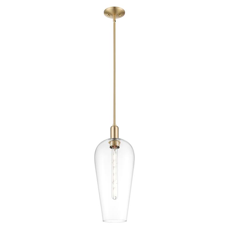 Innovations Lighting Downtown Urban - Chelsea - 1 Light 8" Stem Hung Mini Pendant - Champagne Bronze/Clear Deco Swirl Shade