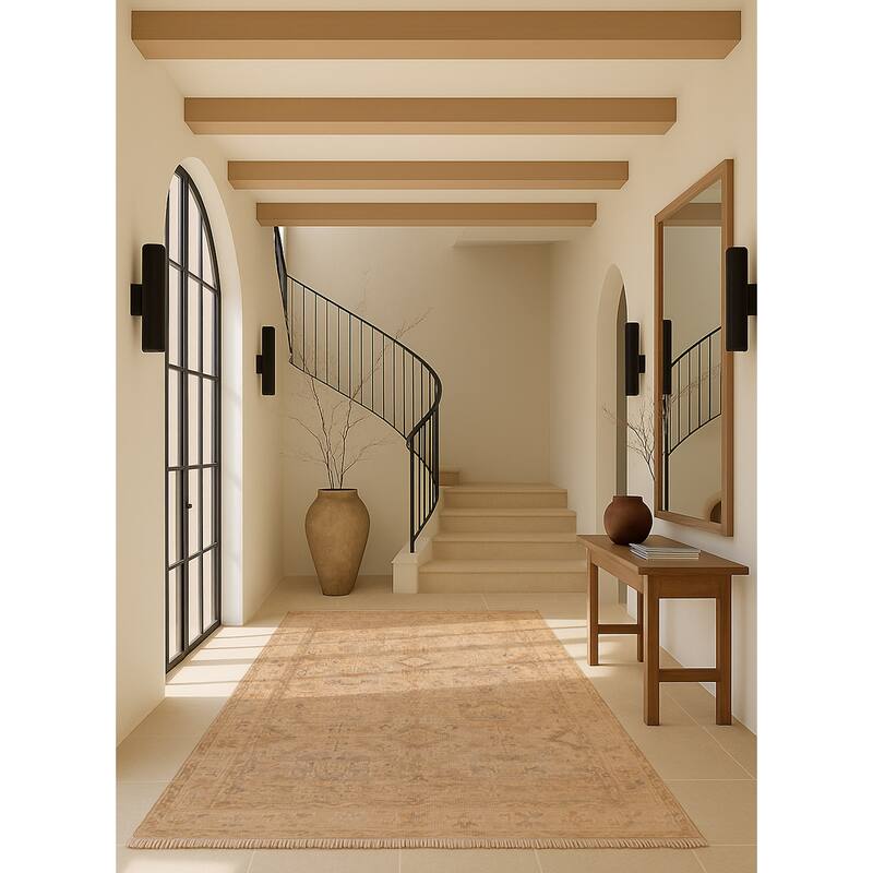 ECARPETGALLERY Hand-knotted Kavya Oushak Light Khaki Wool Rug - 5'10 x 8'11