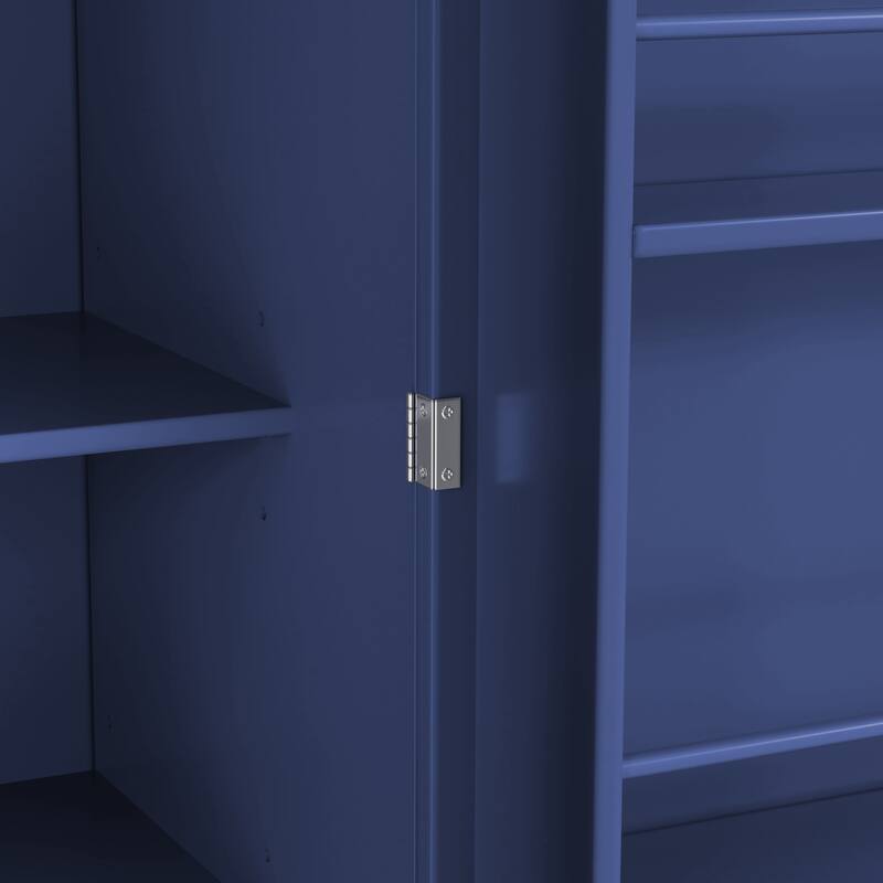 8 Door Shelves Farmhouse Kitchen Pantry, Freestanding Tall Cupboard Storage Cabinet with Adjustable Shelves