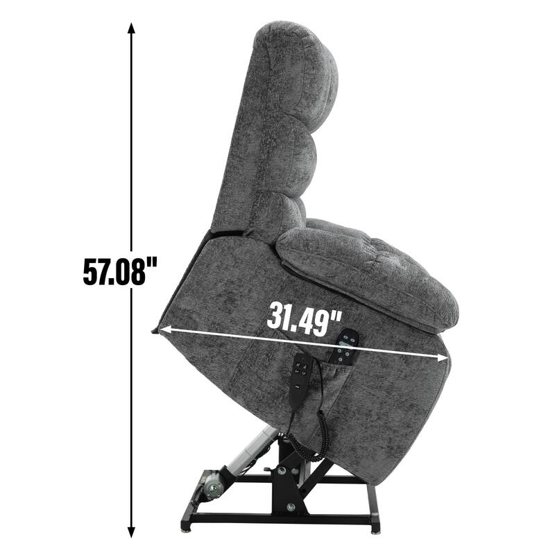 Lift Recliner Chair Heat Massage Dual Motor Infinite Position Large Electric Power Lift Recliners with Power-Remote