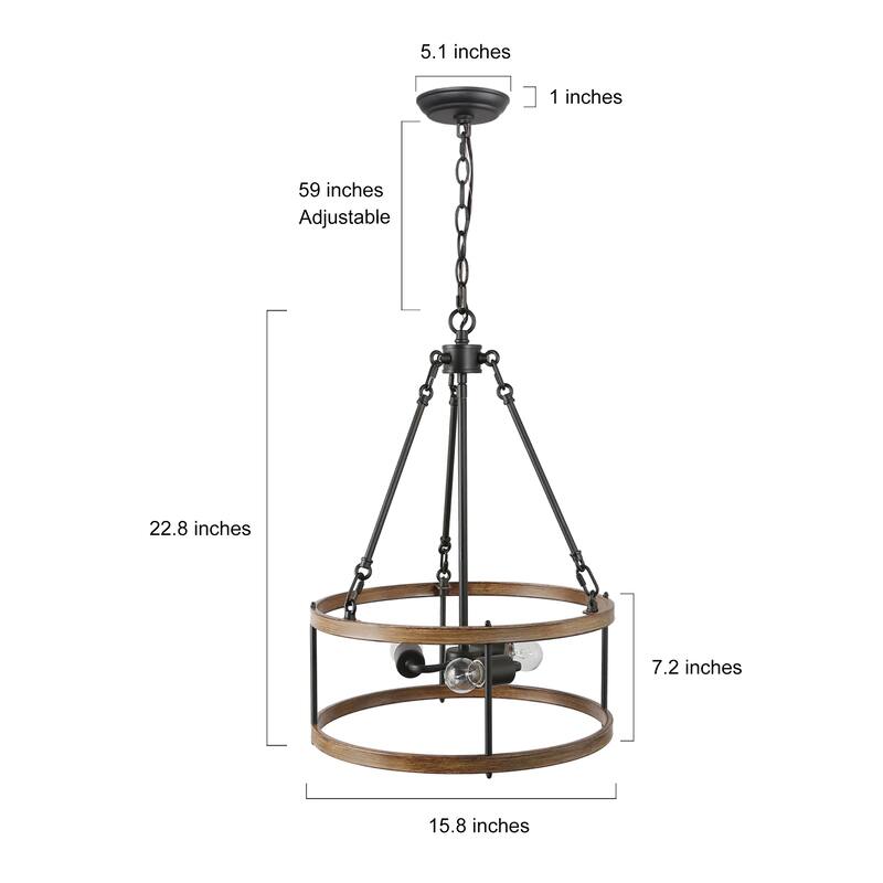 Modern Farmhouse 3/4 Light Drum Chandelier for Dining Room Kitchen Island