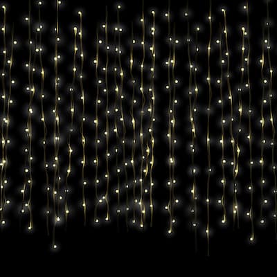 LED Multi-Function Curtain Christmas Lights - Warm White - 10' Clear Wire - 3000ct