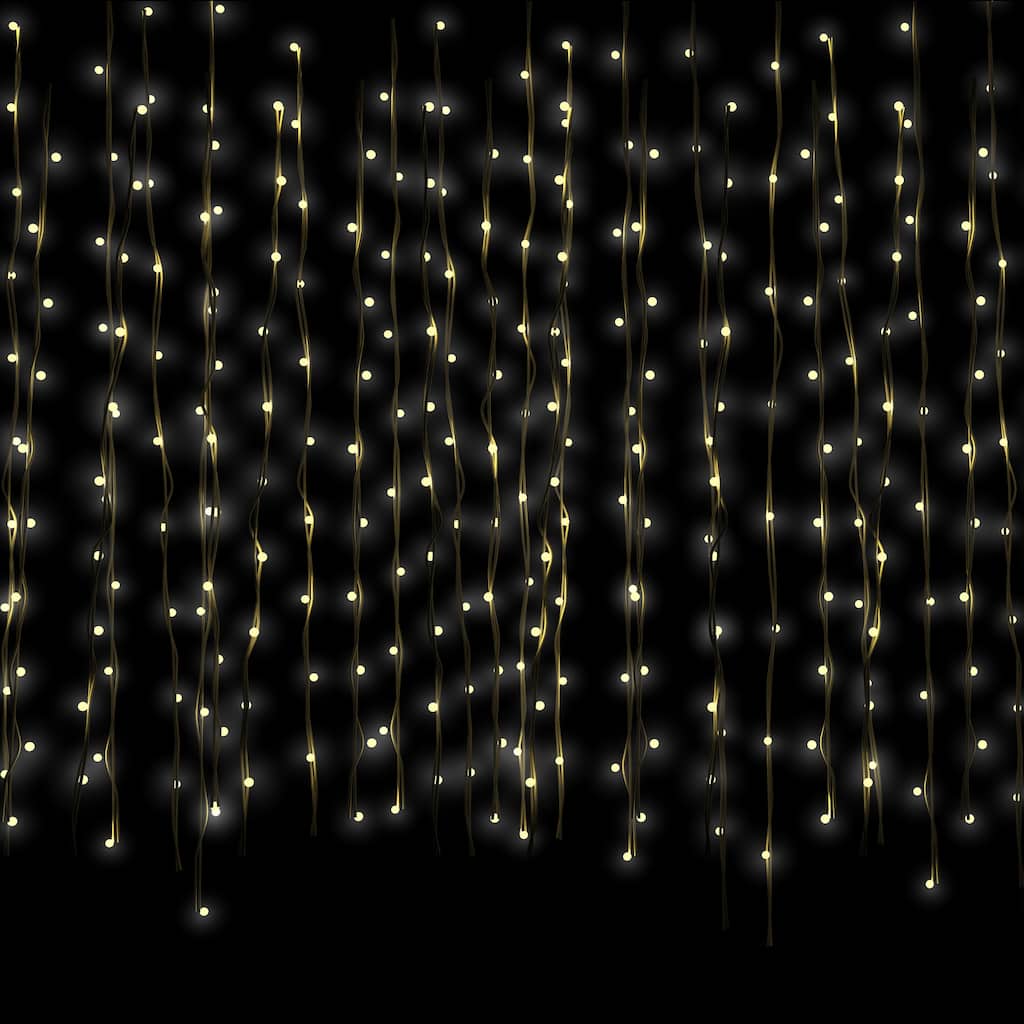 300 LED Warm White Curtain Christmas Lights - 10' Clear Wire