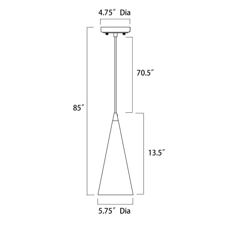 1-Light Matte Black and Brushed Nickel 6 in. Mini Pendant Light with Cone Metal Shade