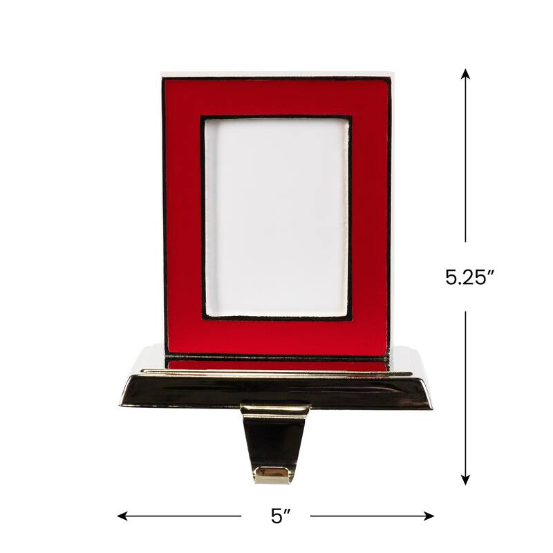 Photo Frame Christmas Stocking Holder - 5.25" - Silver and Red