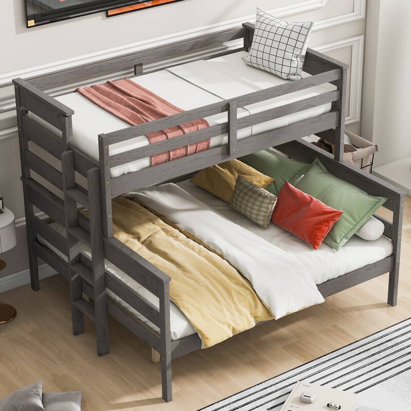 Solid Wood Bunk Bed with Ladder and Fence for Kids, Boys and Girl, Bedroom