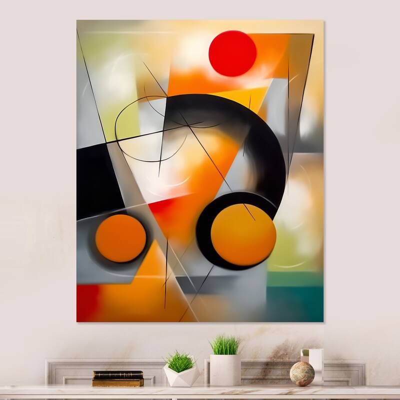 Designart "Abstract Shapes And Line Artwork III" Abstract Metal Wall Art