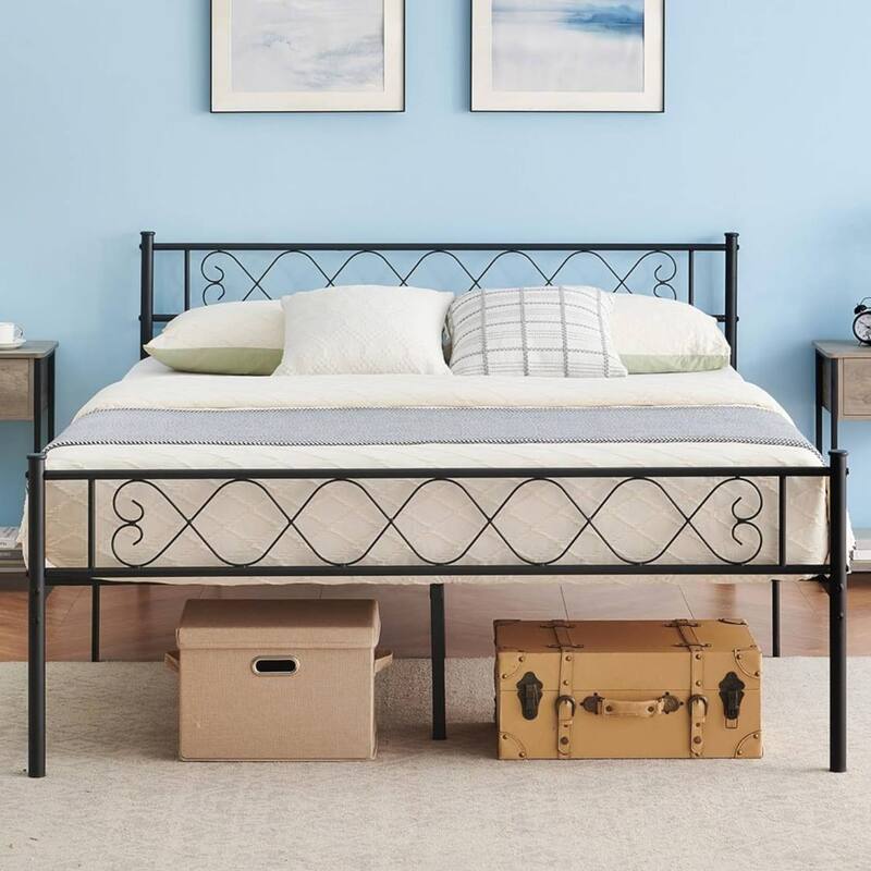 Metal Platform Bed Frame with Sweet Heart Headboard - Queen