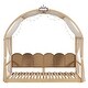 preview thumbnail 10 of 13, Twin Size Extended Pinewood Bed Frame with Arched Roof, Tent, Light Strip, Whiteboard & Trundle for Kids' Sleep Space, Natural