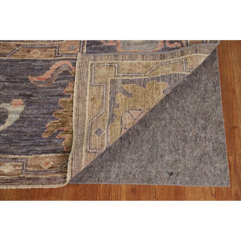 Hand Knotted Oriental 100% Wool Carpet Transitional All-Over Brown Oushak Area Rug - 9' 10'' X 8' 1''