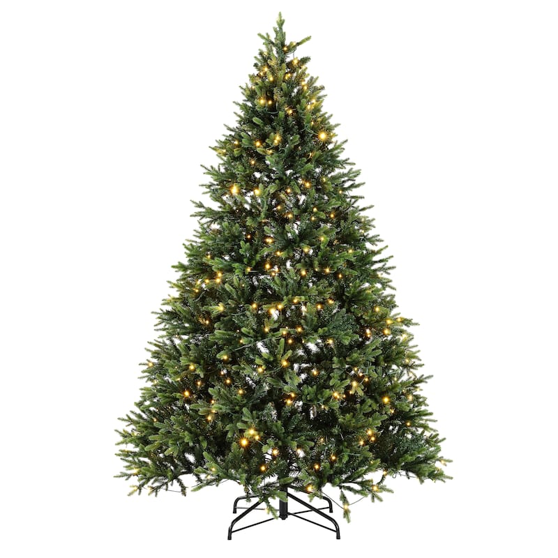 SAFAVIEH Joanie 7.5 Ft, Pre-Lit Artificial Christmas Tree - 60" W x 60" D x 90" H - 60"Wx60"Dx90"H