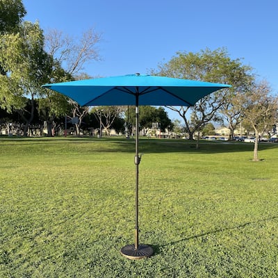 Davee 6.5ft Square Market Umbrella With Stand/Base-Aqua Color