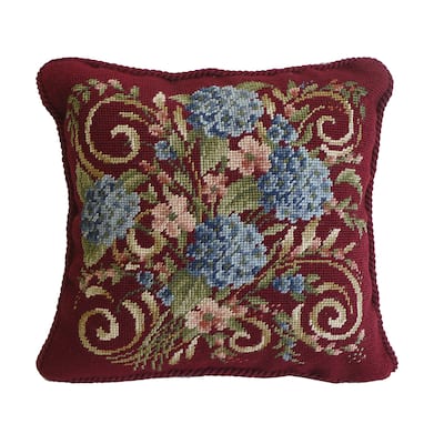 14" x 14" Hydrangea Bouquet Number 1 Needlepoint Pillow
