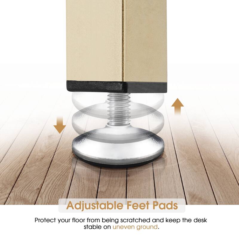 MCombo Computer Gaming Desk Office Desk with 3-Tier Shelves, Marble Finish