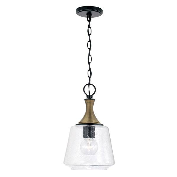 slide 2 of 4, Amara 1-light Matte Black Pendant w/ Diamond Embossed Glass & Black Braided Cord