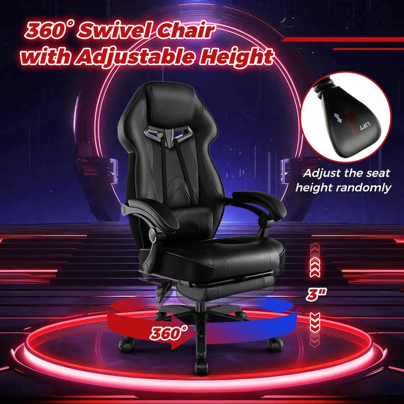 Costway Adjustable E-Sports Racing Style Chair with Padded Headrest, - See Details