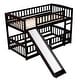 preview thumbnail 29 of 30, Bunk Bed with Slide,Full Over Full Low Bunk Bed with Fence and Ladder for Toddler Kids Teens Espresso
