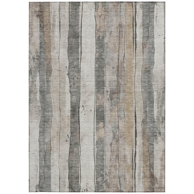 HomeRoots Striped Transitional Rectangle Outdoor Rug