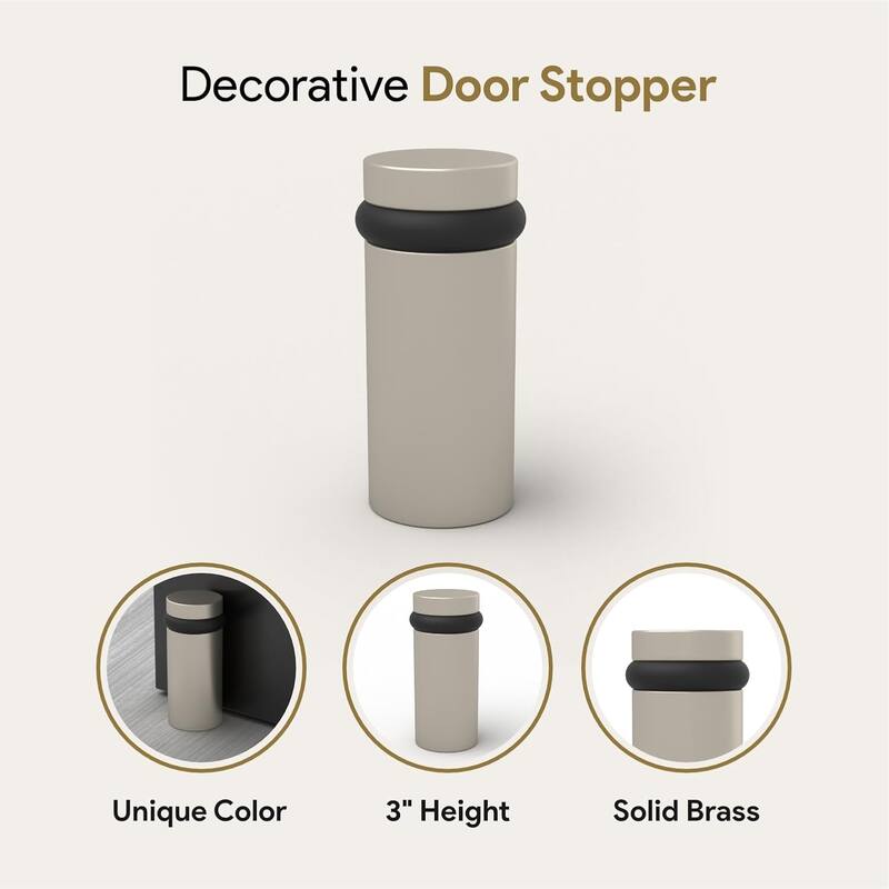 Mega Handles Round Floor Mounted Door Stopper – Solid Brass Decorative Door Wall Protector with Mounting Kit Included