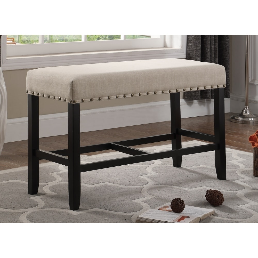 Characteristic Entryway Footrest Bench Indoor Bench with Nailhead Trim, Leisure Stool Dining Bench with Wooden Legs