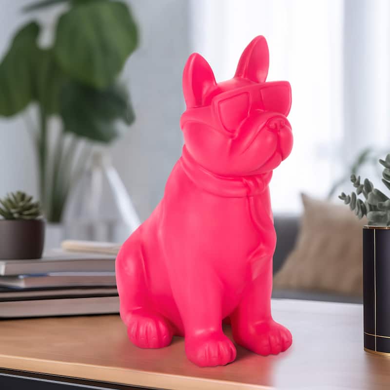 Sagebrook Home 10" Solid Color Cool Shades Novelty Boston Terrier - 7" x 5" x 10"