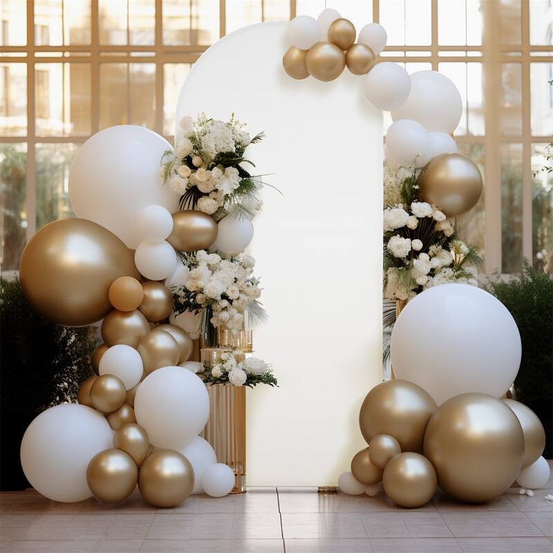 2pcs Wedding Arch Cover, Round Top Backdrop Stand Covers, 5.9ft+6.6ft Spandex Wedding Arch Stand Covers
