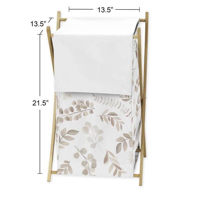 Floral Leaf Laundry Hamper - Ivory Cream Beige Taupe White Gender Neutral Boho Watercolor Botanical Flower Woodland Tropical