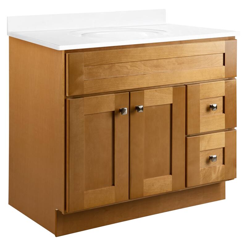 Design House Brookings 36x21 Unassembled Modern 2-Door 2-Drawer Shaker Bathroom Vanity Cabinet Only, Modern Birch