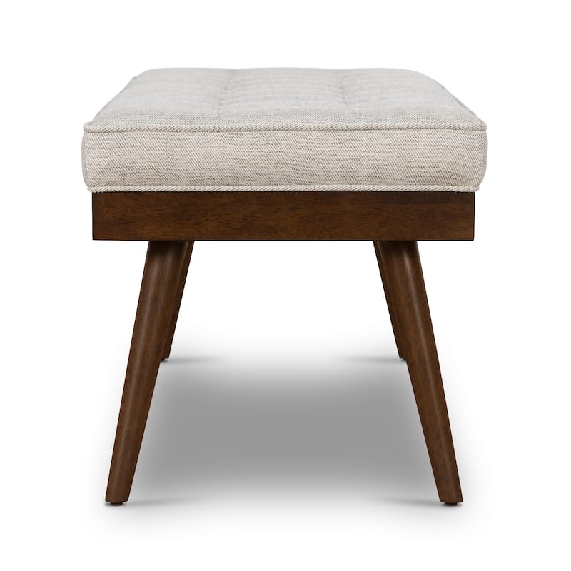 Poly & Bark Luca Fabric Bench - Tufted Seat with Solid Wood Legs