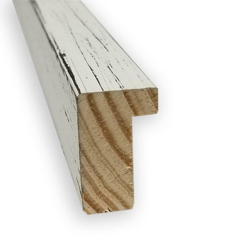 Beveled Wood Bathroom Wall Mirror - Shiplap White Narrow Frame