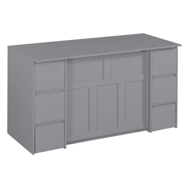 Twin Size Murphy Bed with Drawers, Cabinets and USB Ports