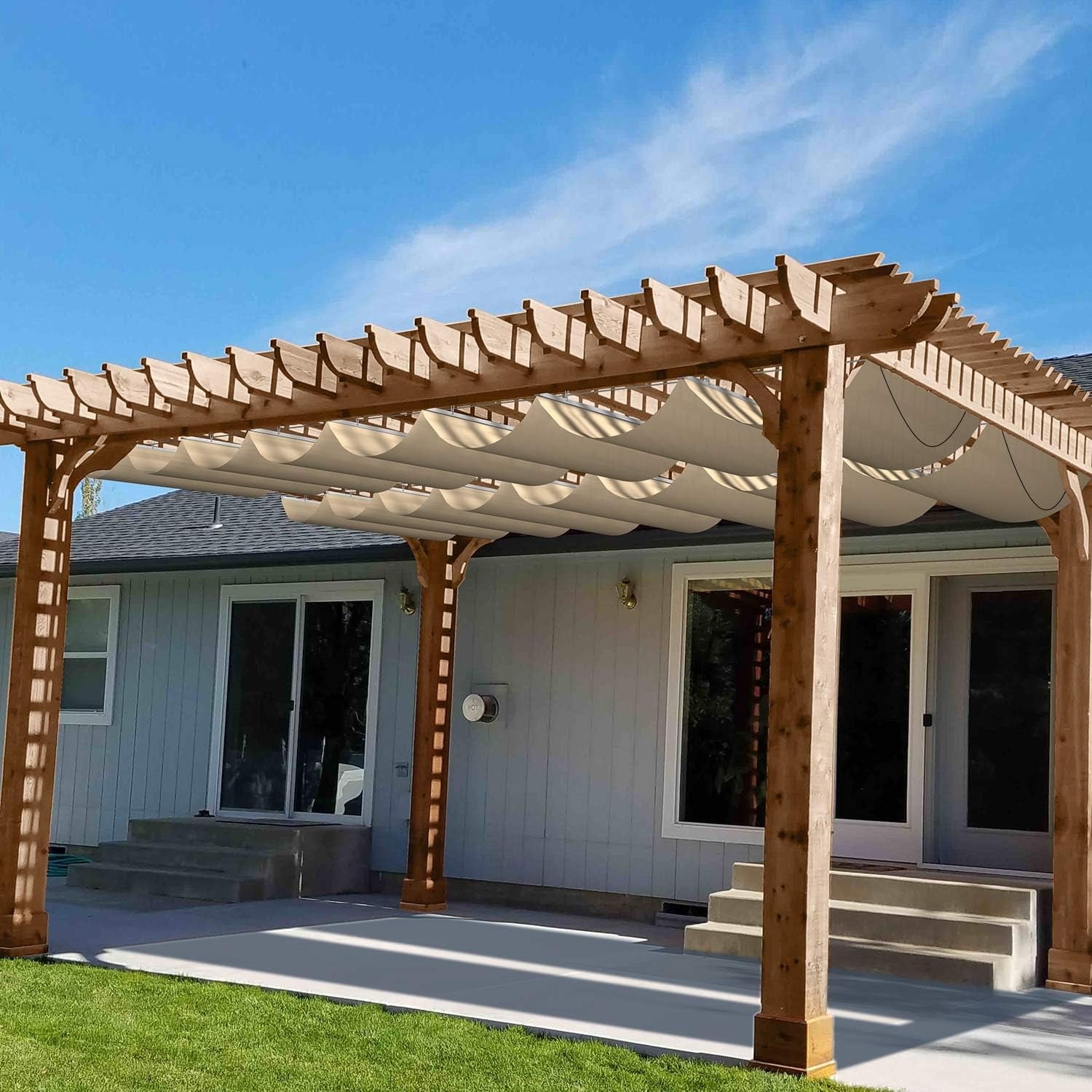 3'W x 12'L Retractable Waterproof Pergola Shade Cover with UV Protection, Easy Installation for Outdoor Spaces